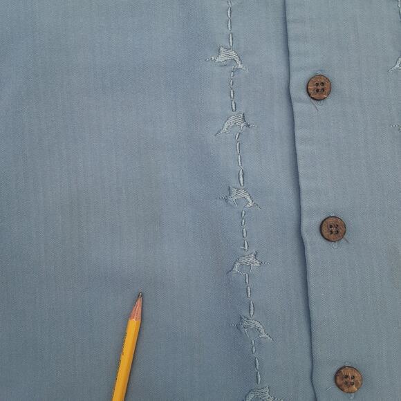 Hook & Tackle Size L Blue Embroidered Marlin Camp Shirt Rayon Polyester - Picture 7 of 10